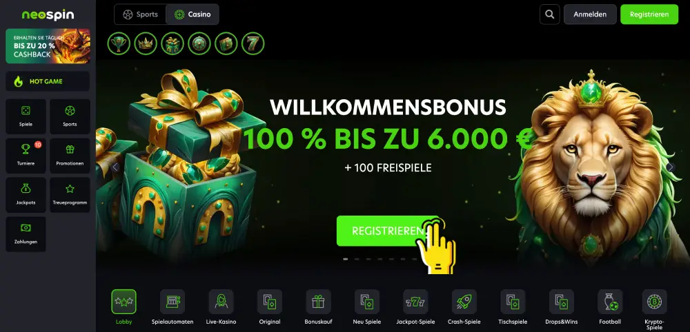 NeoSpin Casino Boni für neue Spieler